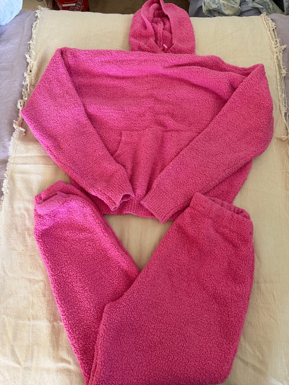 SKIMS Hot Pink Sherpa Hoodie Set